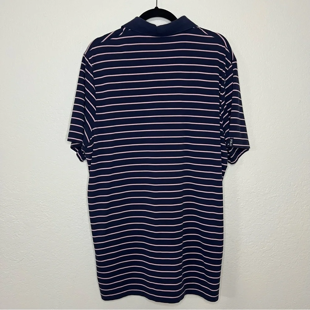 Polo Golf Ralph Lauren Navy Blue &‎ Pink Striped Soft Polo Sport Men’s Size XL
